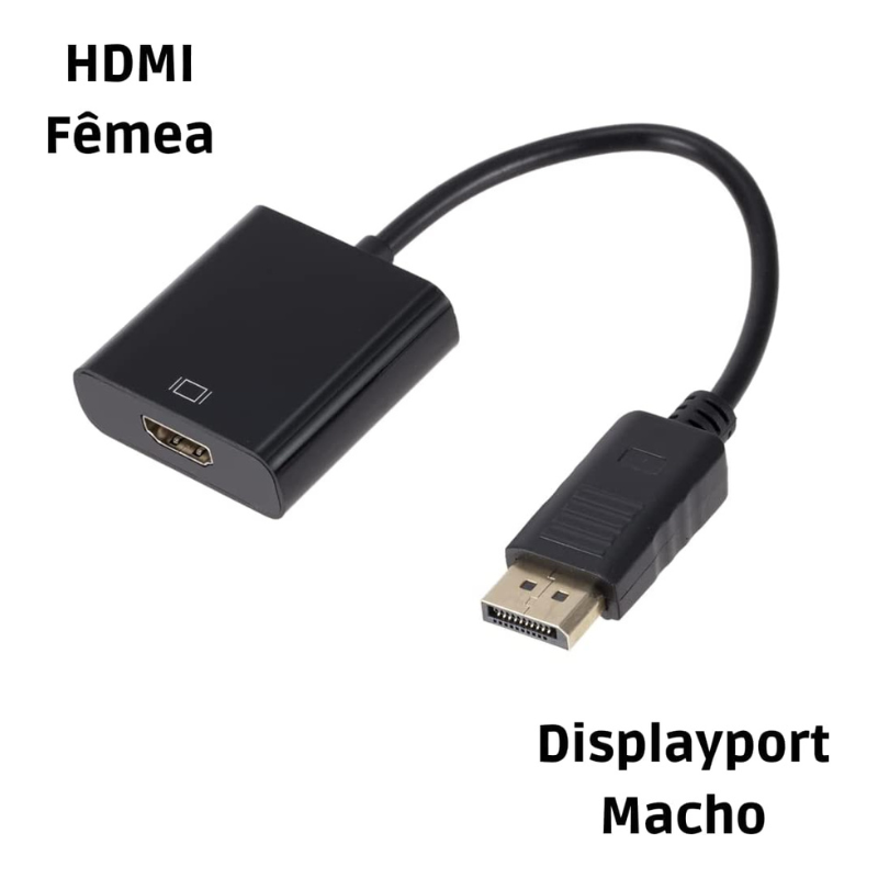 Cabo Adaptador Conversor DisplayPort para HDMI - 15cm (DisplayPort Macho X HDMI Femea)