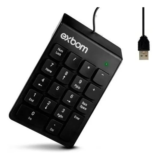 Mini Teclado Numérico Usb Com Fio 18 Teclas Preto Notebook